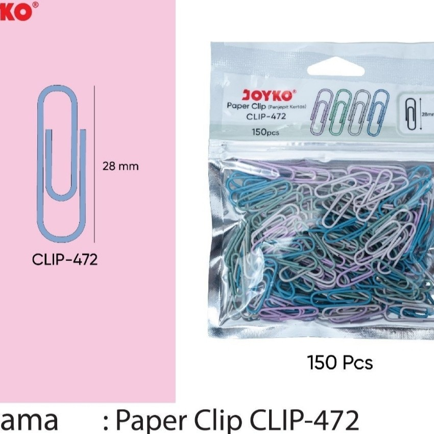 Jual Paper Clip / Jepitan Kertas / Klip Kertas Warna Joyko PC-472