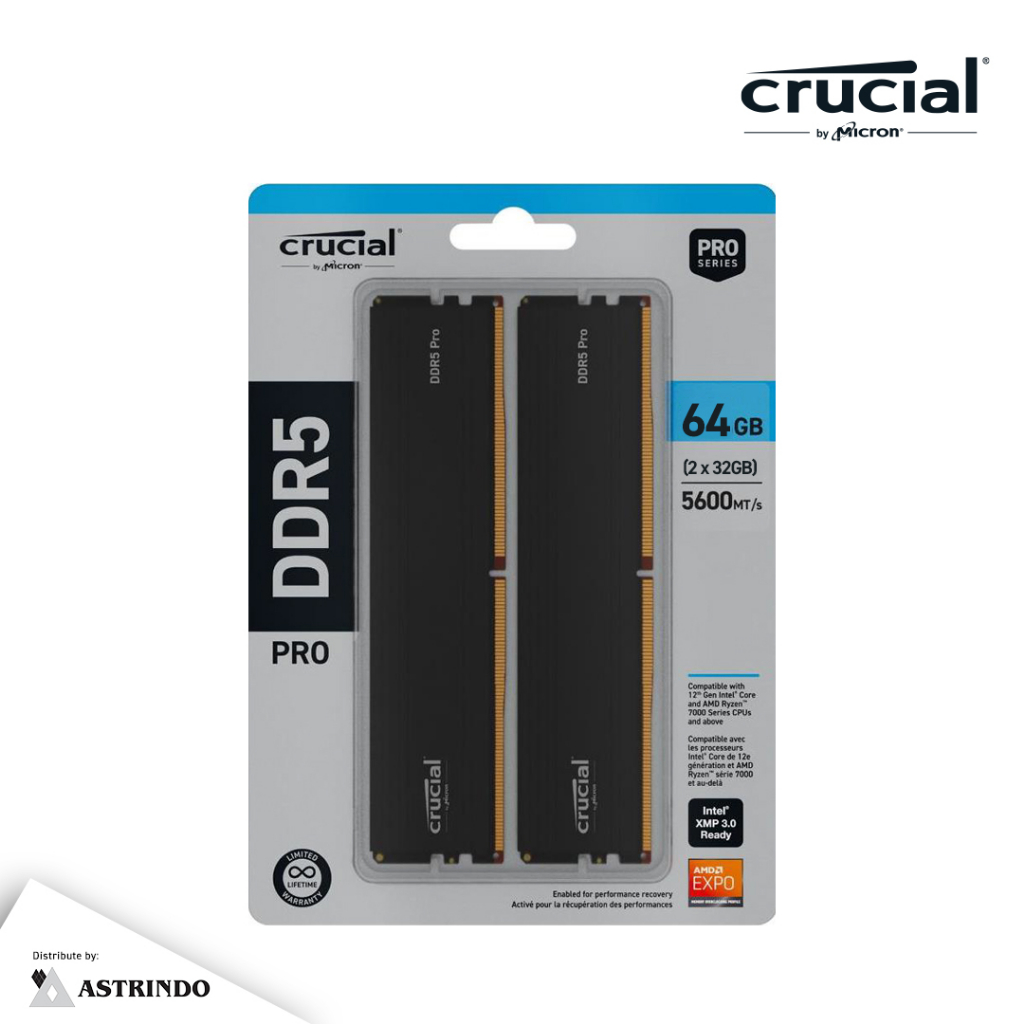 Jual Crucial UDIMM DDR5 Pro 64GB Kit (2x32GB) 5600Mhz CL46 Jual Crucial UDIMM DDR5 Pro 64GB Kit (2x32GB) 5600Mhz CL46