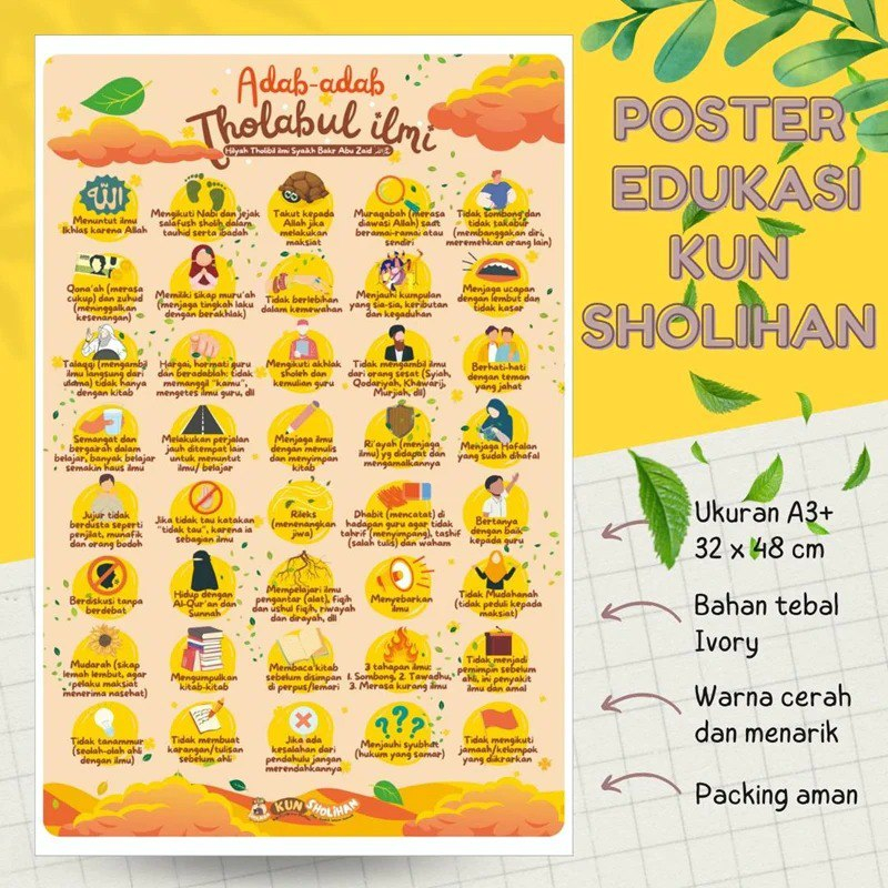 Jual POSTER ADAB THOLABUL ILMI (KUN SHOLIHAN) | Shopee Indonesia