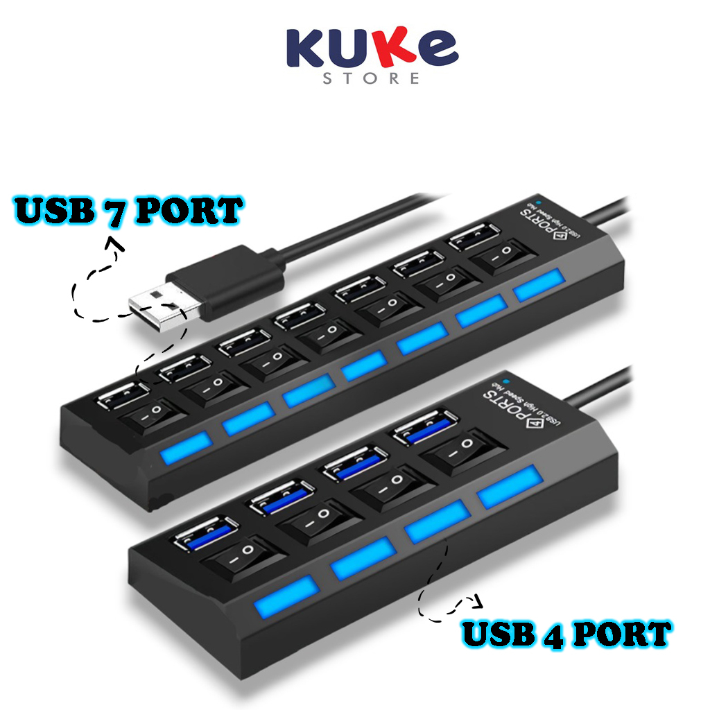 Jual Kuke Usb Hub Saklar 4 Port Dan 7 Port Usb 20 Onoff High Speed Dengan Lampu Led Shopee 0815