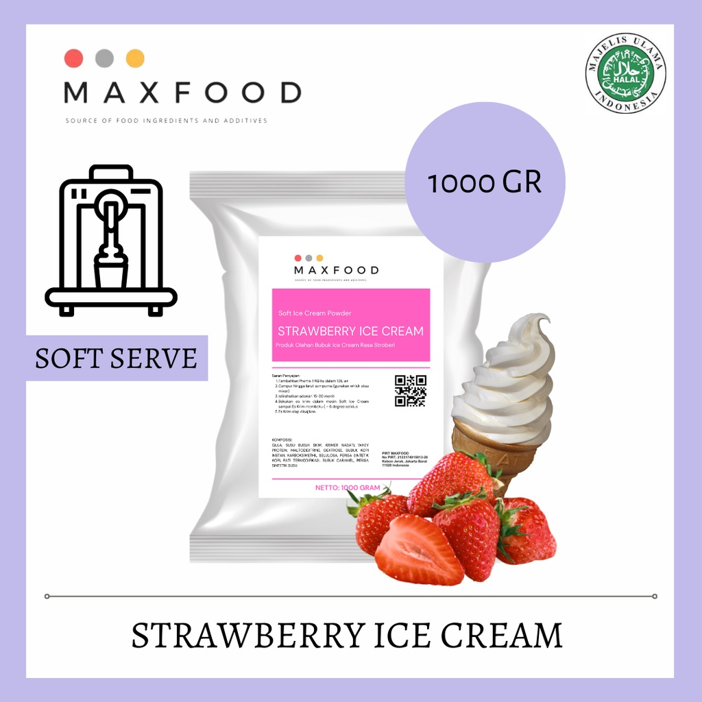 Jual 1KG SOFT STRAWBERRY ICE CREAM / BUBUK ES KRIM RASA STROBERI ...