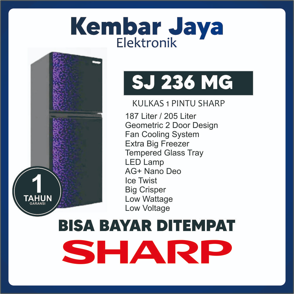 Jual KULKAS SHARP 2 PINTU SJ-236MG HEMAT LISTRIK | Shopee Indonesia