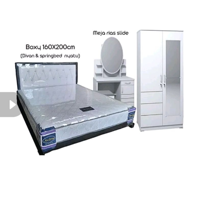 Jual Paket Sarahan Komplit Dipan + Spring Bed 160 x 200 , Lemari, Meja