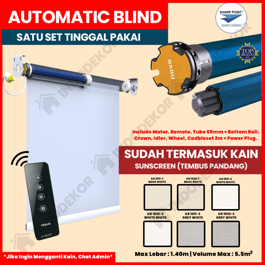 Jual Roller Blinds Otomatis - Motorized Roller Blinds - Smart Roller ...