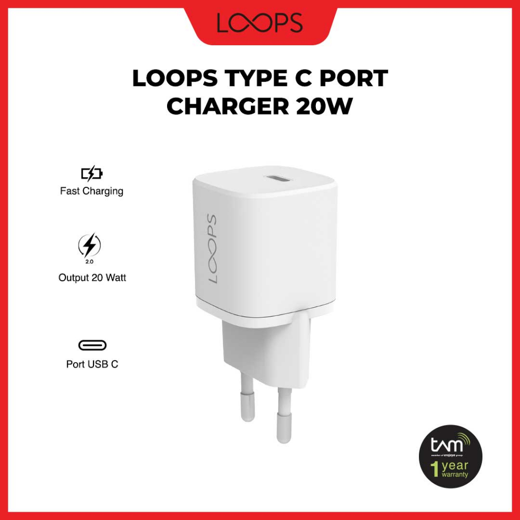 Jual LOOPS Type C Port Charger 20W | Shopee Indonesia