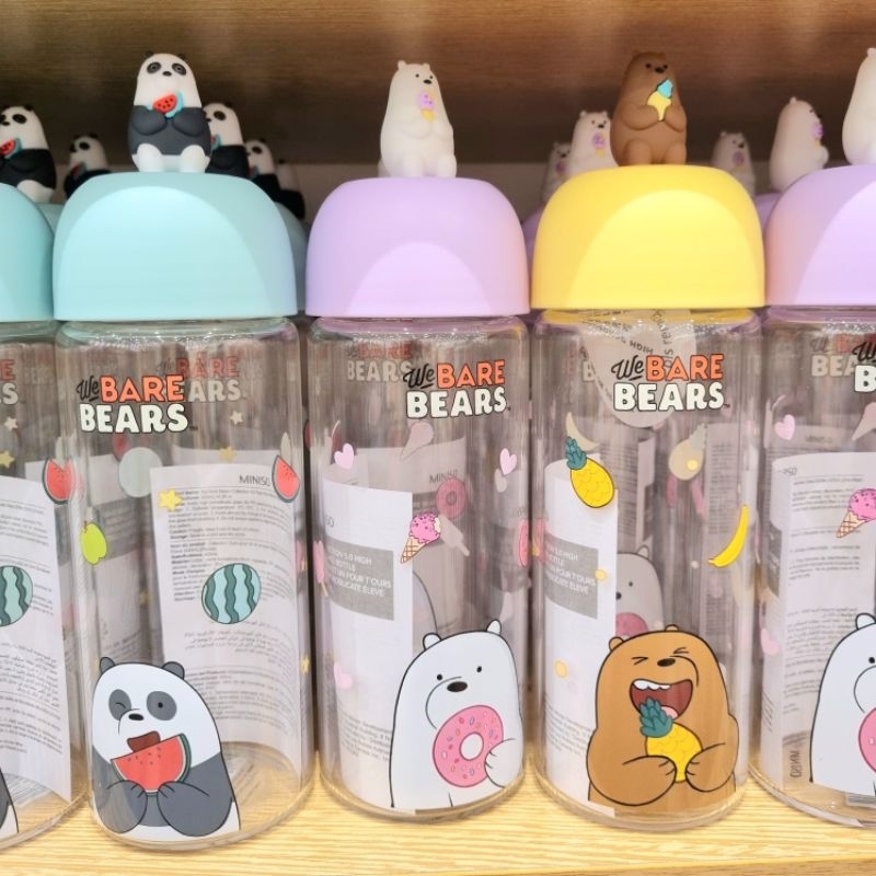 Jual Miniso We Bare Bears Collection High Borosilicate Glass Bottle Botol Minum Kaca