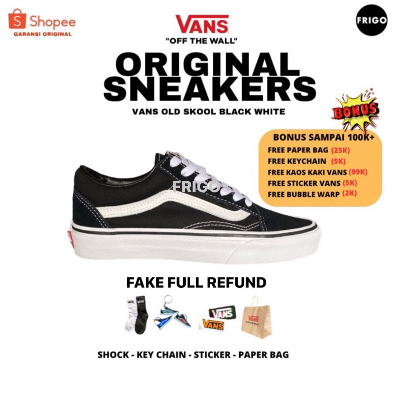 Jual Vans Old Skool Black White Classic Original | Shopee Indonesia