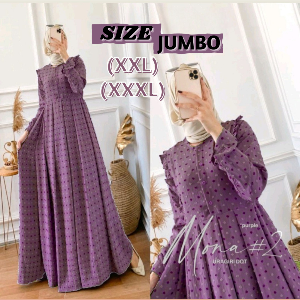 Jual Mona Dress Baju Gamis Crinkle Airflow Uragiri Gamis Jumbo Terbaru