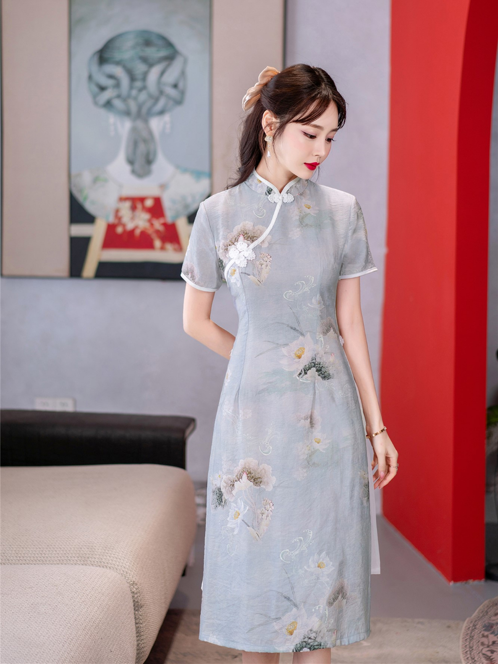 Jual Tianshun Elegant Modern Qipao New China Traditional Clothing ...