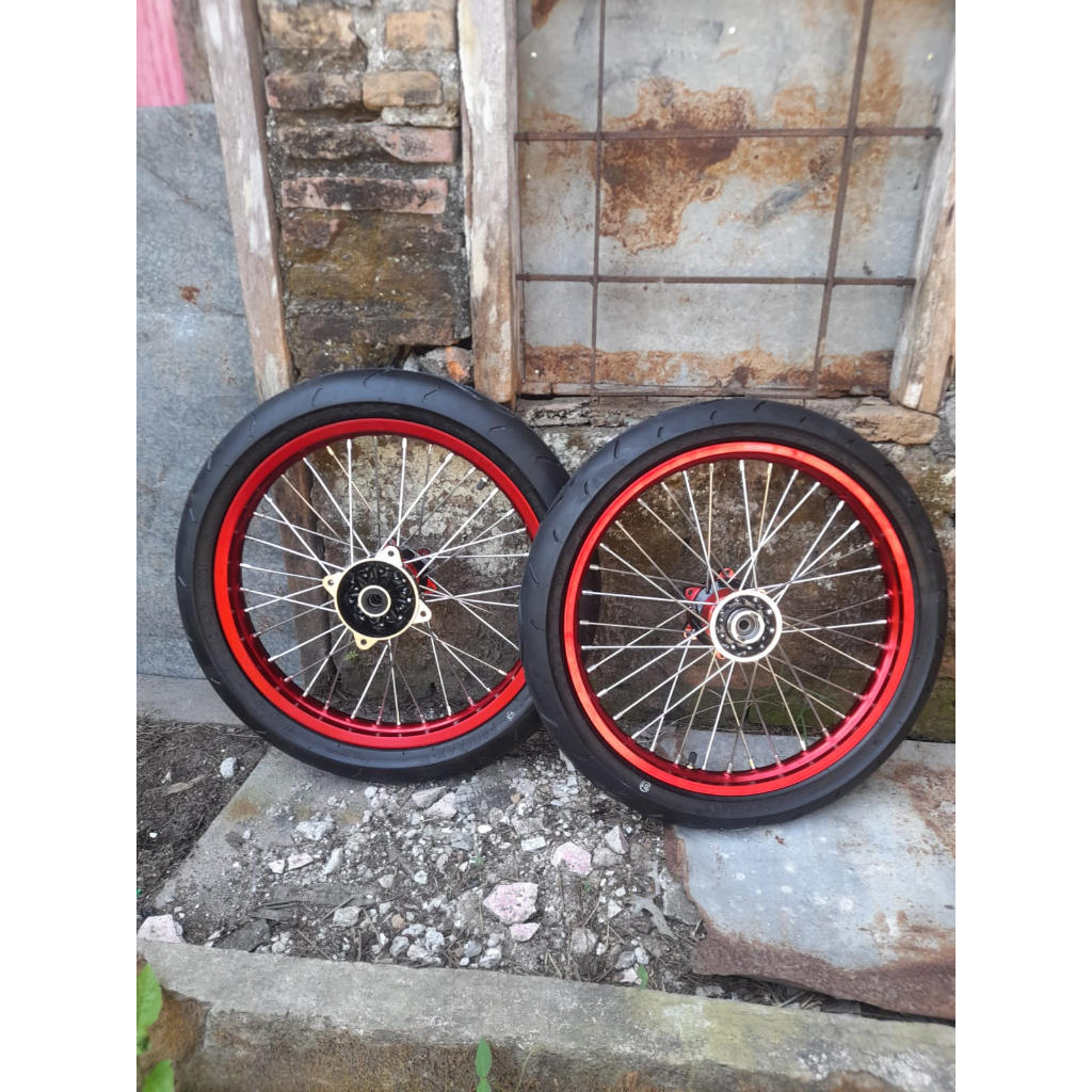 Jual sepasang roda set semi cacing pnp klx 150 series wheelset herex d ...