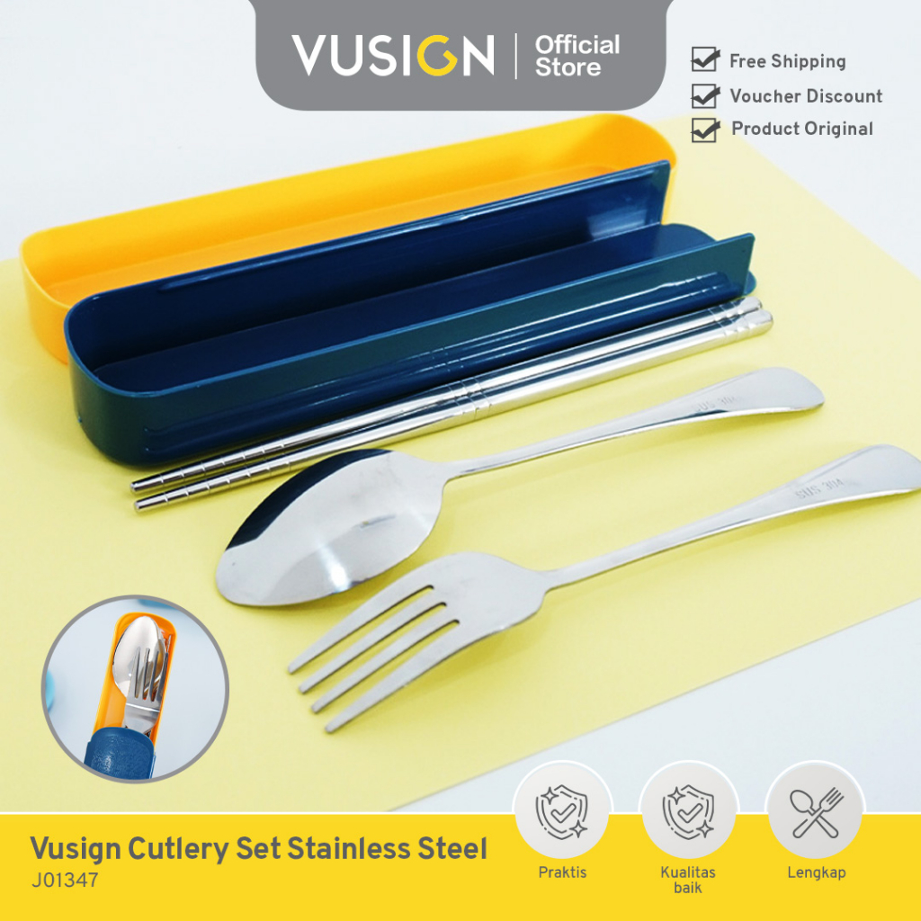 Jual Vusign Set Alat Makan Stainless Steel Sendok Garpu Sumpit Cutlery