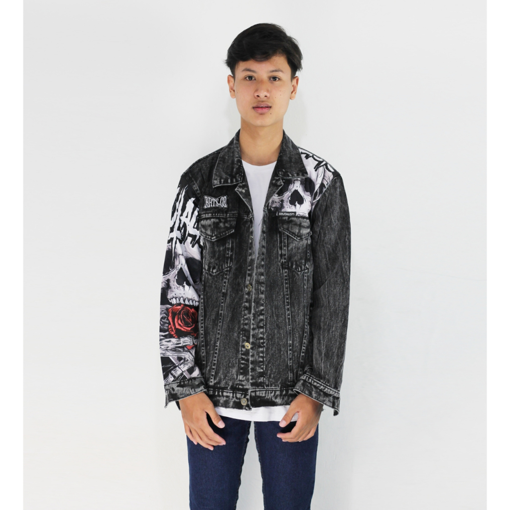 Jual Jaket Jeans Distro Pria Wanita Casual Hitam Bioblitz