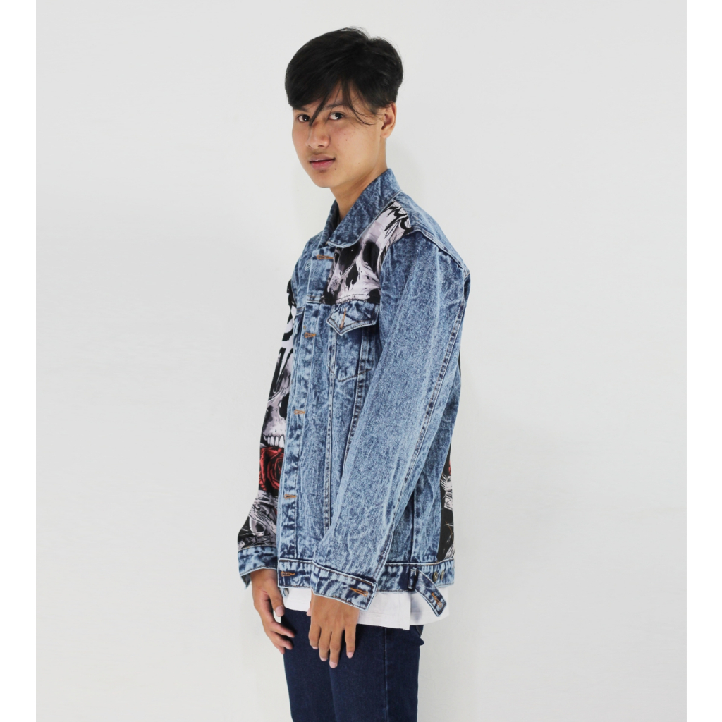 Jual Jaket Jeans Distro Pria Wanita Casual Hitam Bioblitz