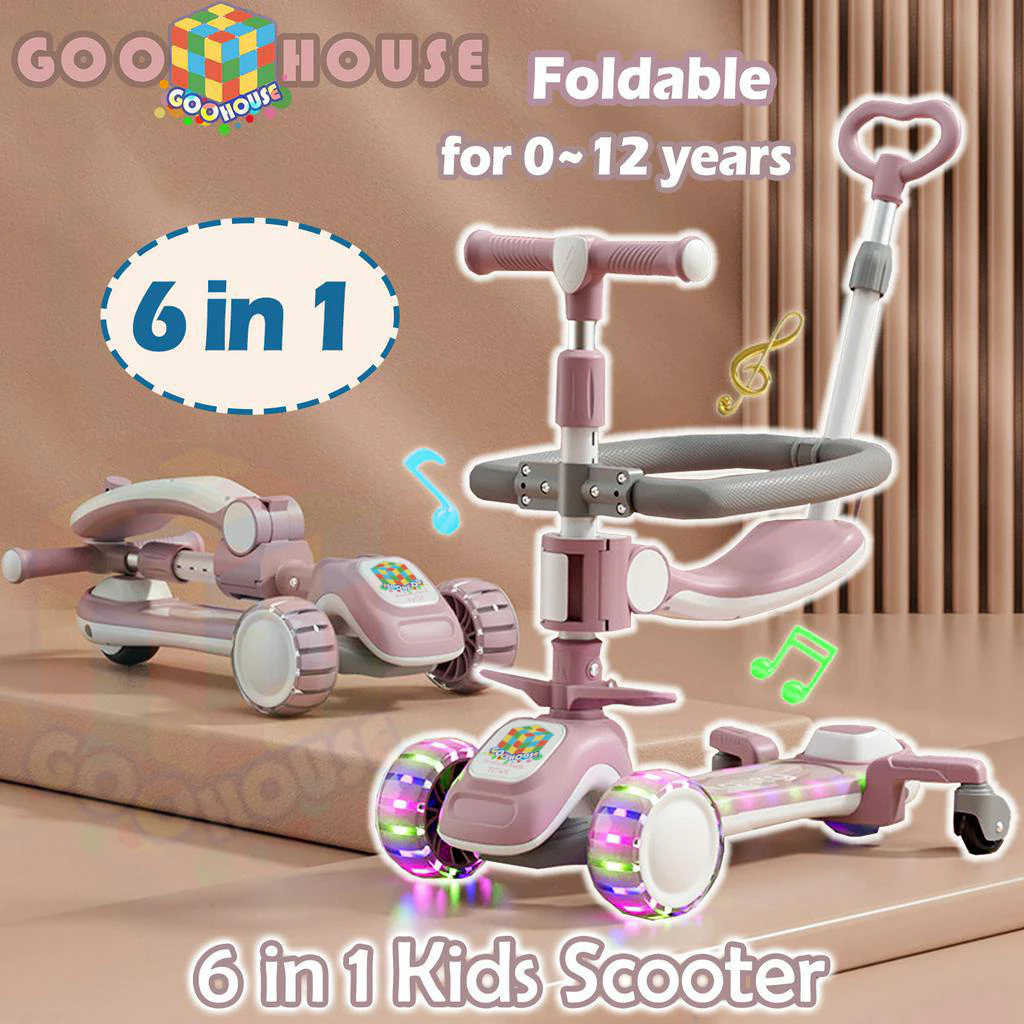 6 in 1 skuter anak kids scooter skuter lipat 0-12 tahun skuter