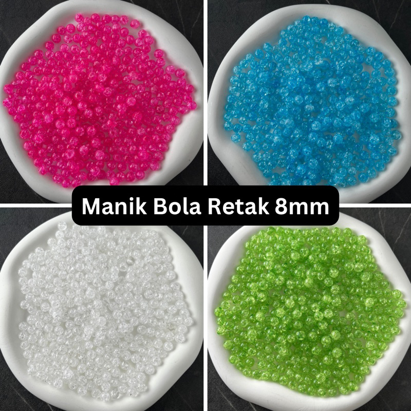 Jual 15gr Manik Bola Retak 8mm | Manik Glitter Retak | Shopee Indonesia