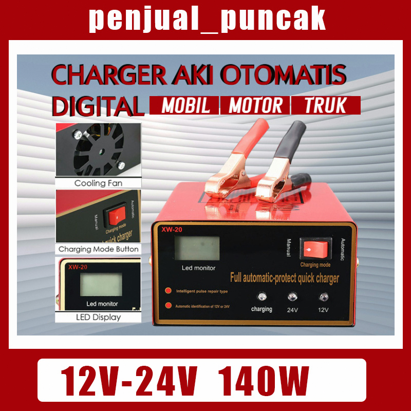Jual Charger Aki Motor Mobil/ Mobil Otomatis Accu Kering Dan Basah Lead