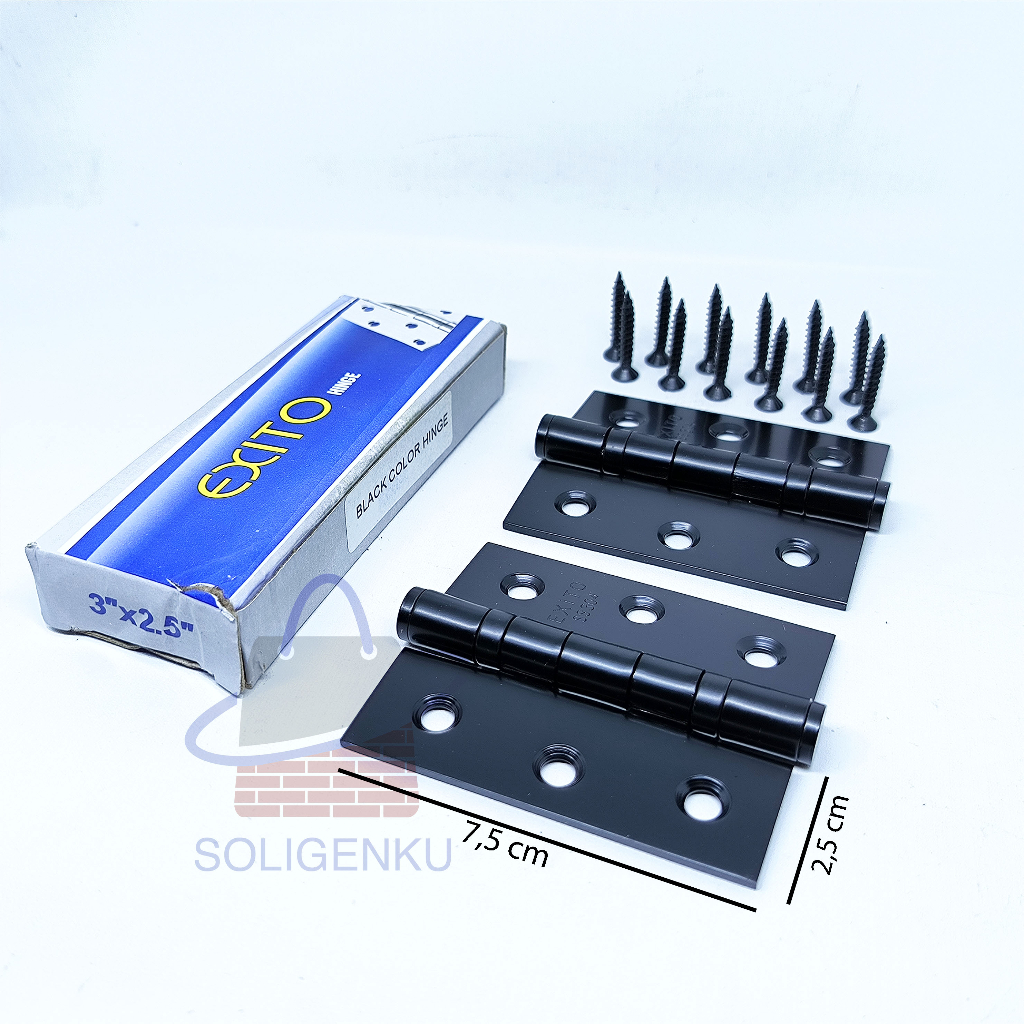 Jual Engsel Pintu Rumah Hitam Doff 3 Inci EXITO / Door Hinges Black ...