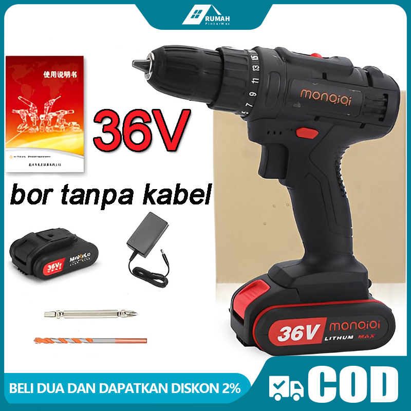 Jual 36V Mesin Bor Impact Drill / Bor baterai / Bor Tanpa Kabel / Bor