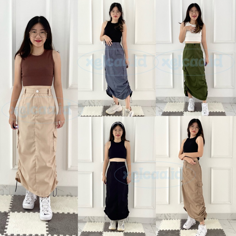 Jual Nadia Cargo Skirt Rok Cargo Rok Hijab Xelcaa Shopee Indonesia