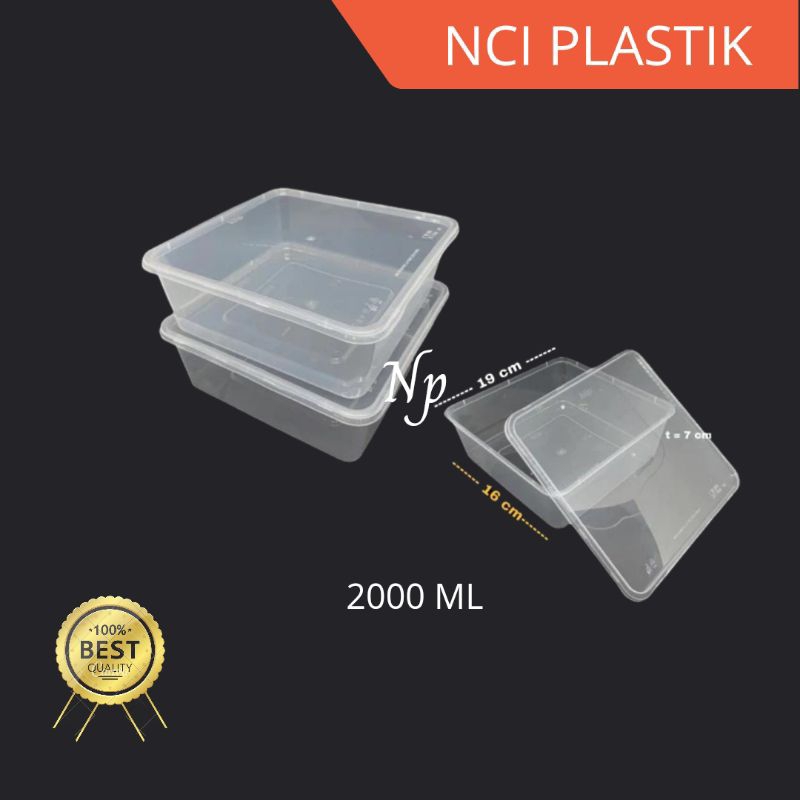 Jual Thinwall SQ | SQUARE | PERSEGI | 2000 ML FOOD CONTAINER TEBAL ...