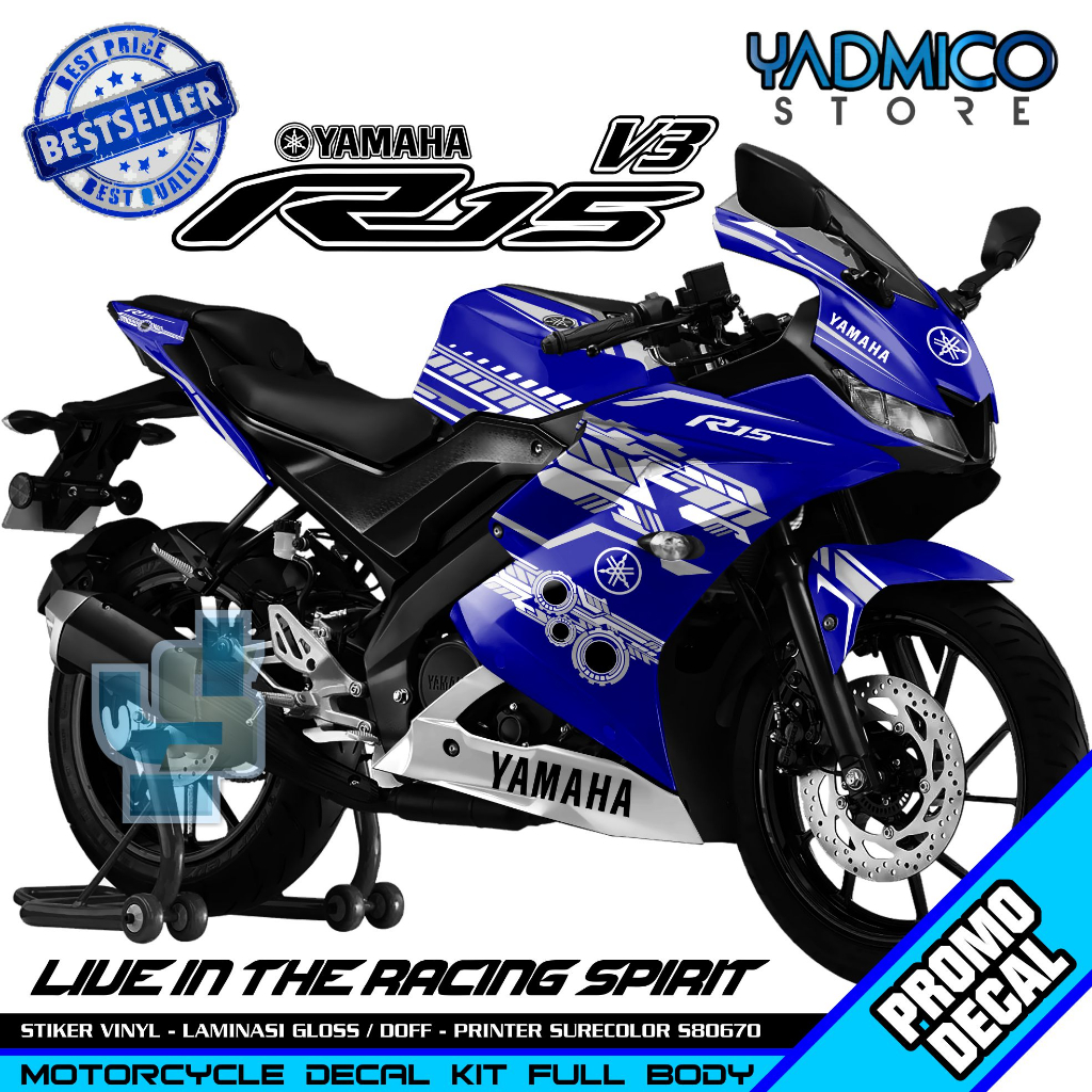 Jual Decal R15 V3 Full Body Stiker Motor R15 V3 Full Body Dekal Yamaha R15 V3 Full Body