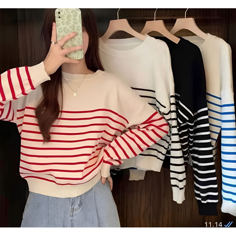 Jual Ryn Sweater Oneck Blaster Top Knit Lengan Pa…