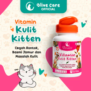 Olive Care Vitamin Kucing MASALAH KULIT KITTEN untuk Bulu Rontok, Jamur, Kutu, Scabies, Ringworm, Ruam dan Radang Kulit