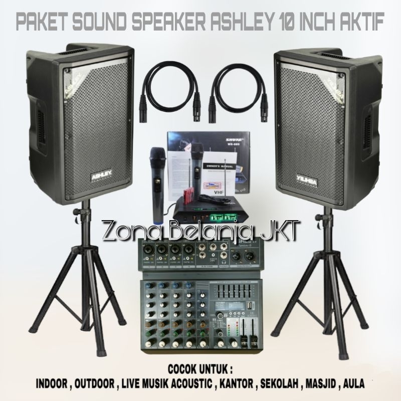Jual PAKET SOUND SYSTEM INDOOR OUTDOOR SPEAKER ASHLEY 10 INCH AKTIF