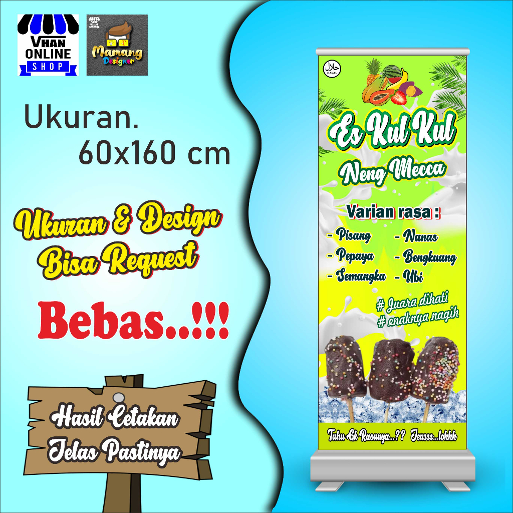 Jual Spanduk Banner Es Viral, Es Kul Kul, Jajanan Viral, Model Berdiri ...