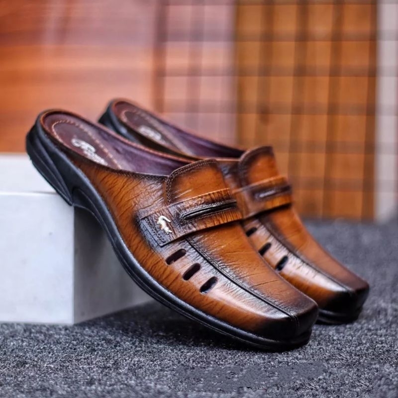 Jual Sandal Selop Kulit Pria Sandal Slop Kulit Sepatu Sandal Pria
