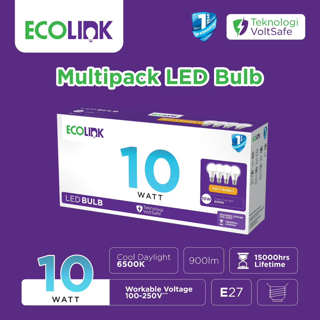 Jual Ecolink Lampu Bohlam Multipack Led Bulb W Putih Cool Day Light Shopee Indonesia