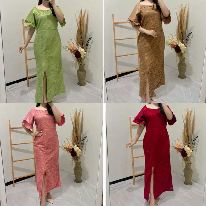 Jual Dress Brukat Amanda Dress Brukat Pesta Dress Pesta Kekinian