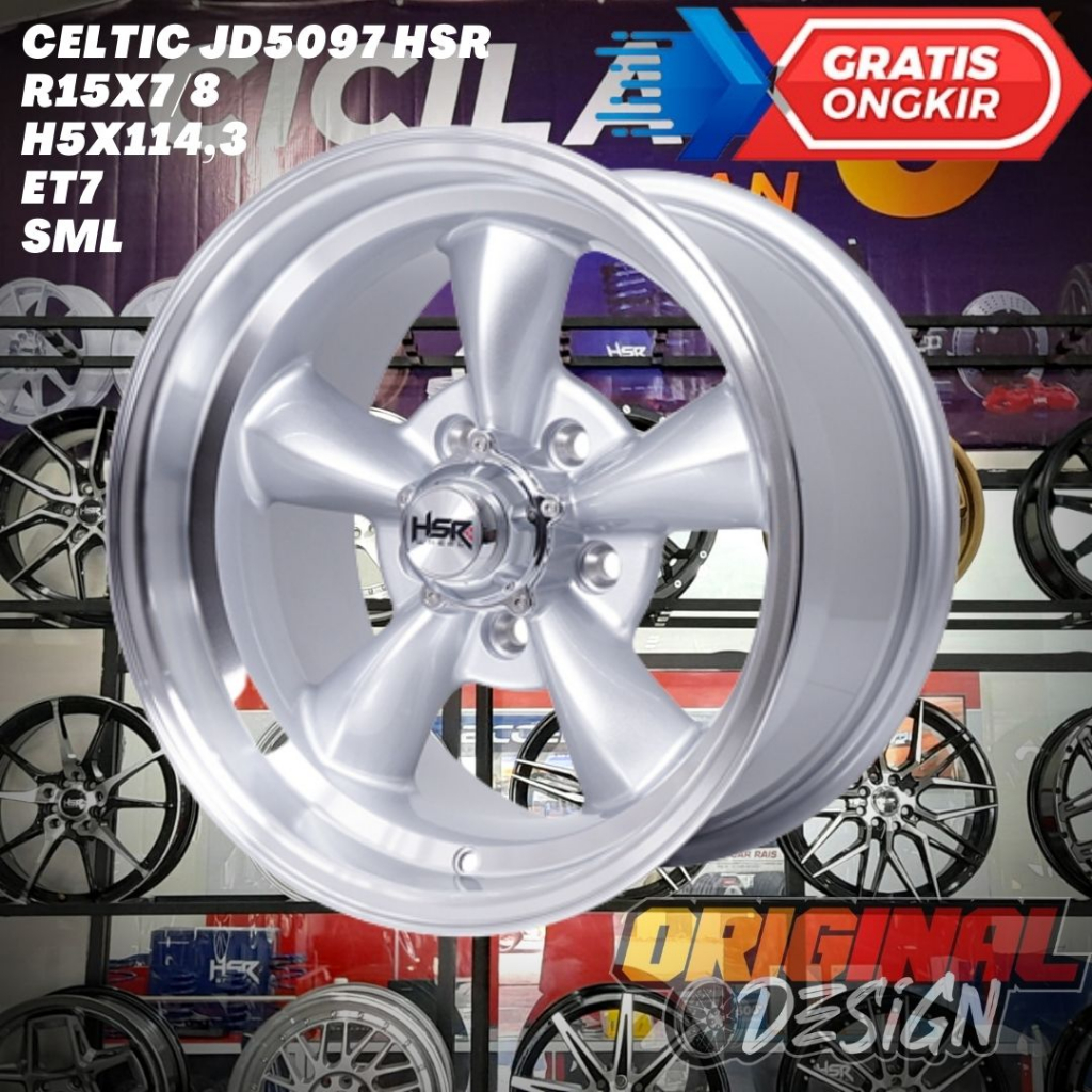 Jual Velg Mobil Ring 15 HSR CELTIC R15 Lebar 7/8 Lobang 5 ET7 Silver ...