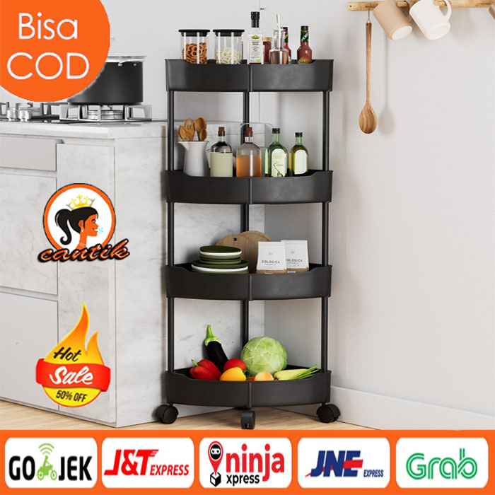 Jual HC triangle rak dapur rak troli rak serbaguna 4 layer dengan roda ...