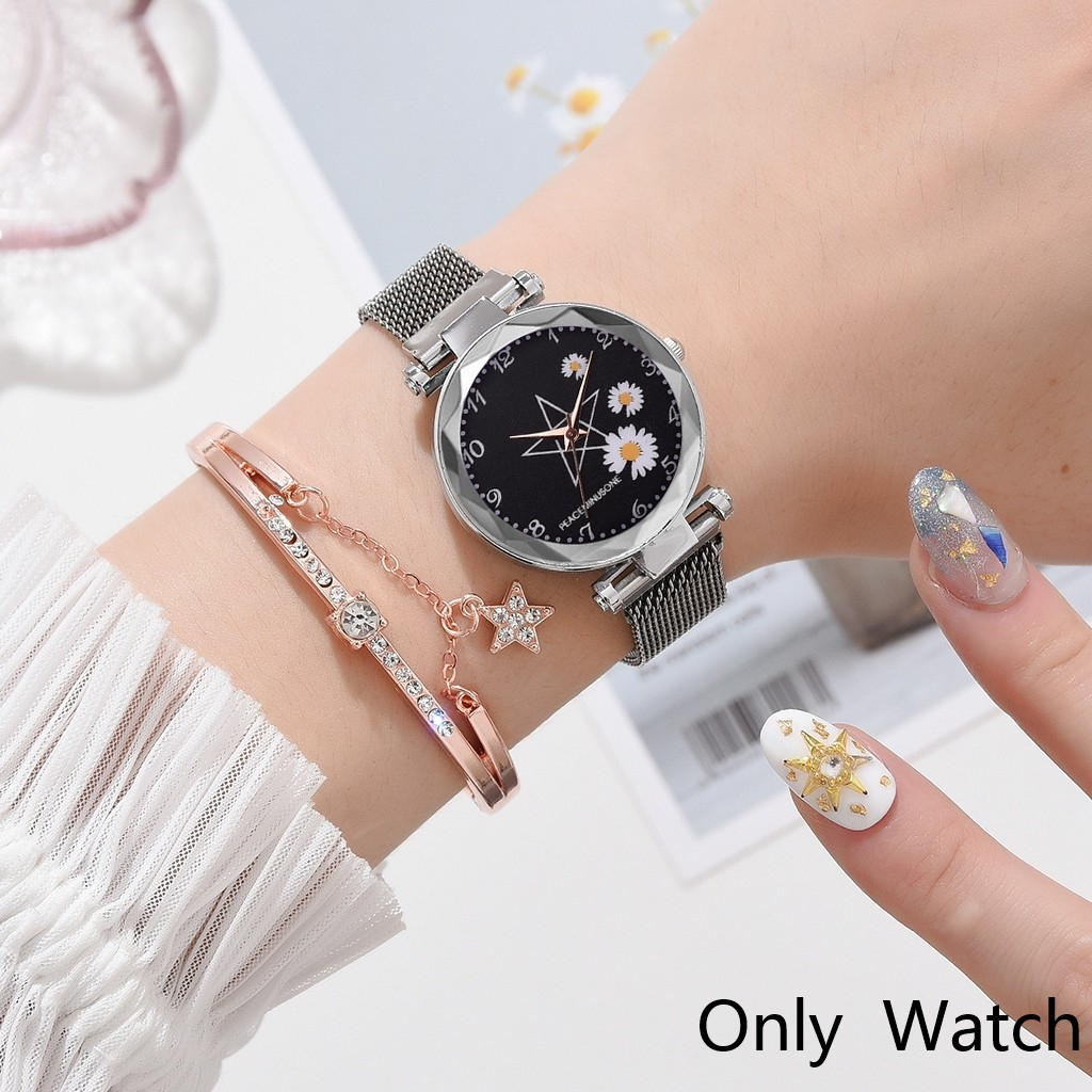 Jual COD Jam Tangan Wanita Fashion Daisy Pattern Ladies Watch