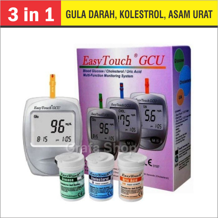 Jual Alat Tes Gula Darah Kolesterol Asam Urat Gcu Easy Touch Shopee