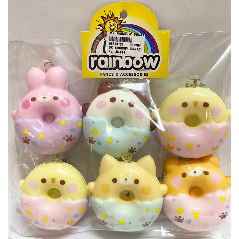 Jual squishy squishies gantungan kunci donut animal donat mata lucu