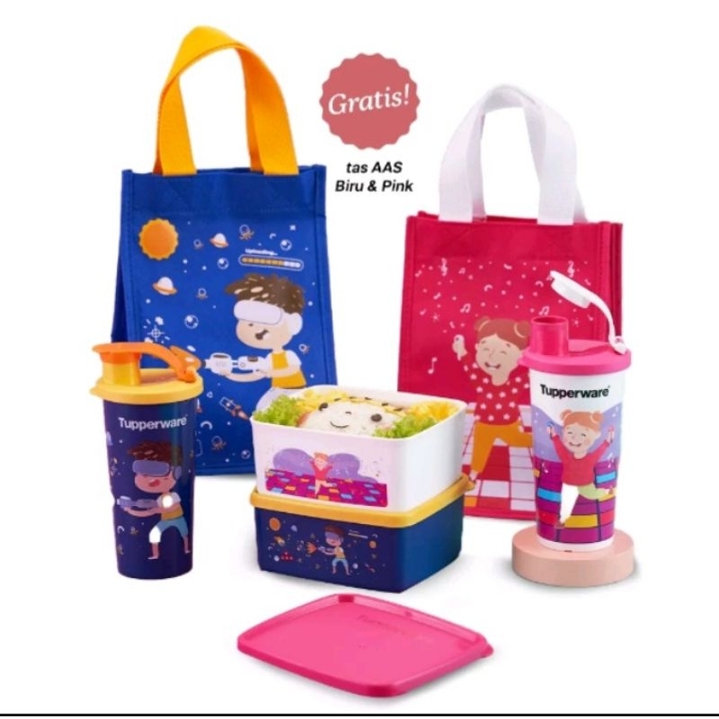 Jual TUPPERWARE Set Tempat Bekal Anak Aku Anak Sehat Hijau | Shopee ...
