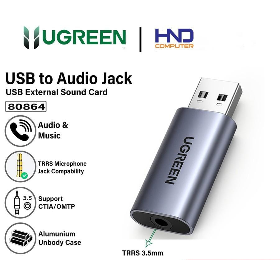 Jual Ugreen Sound Card External 2in1 Usb To Jack 35mm Audio Adapter 80864 Shopee Indonesia 5858