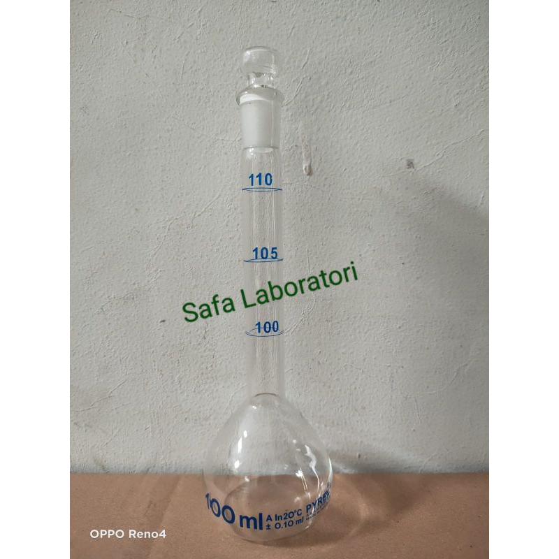 Jual Labu Ukur 100 - 110ml Pyrex/ Volumetric Falsk 100-110 Pyrex ...
