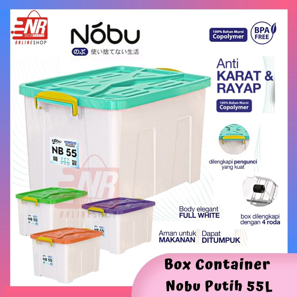 Jual Box Container Nobu 55 Liter Putih - Container Box Plastik - Box ...