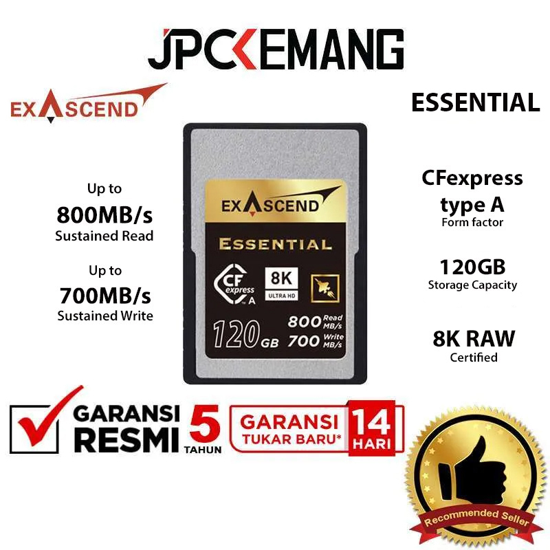 Exascend Essential CFexpress Type A 高速記憶卡120GB/180GB