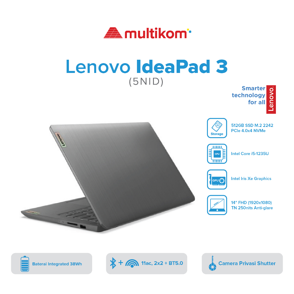 Jual Lenovo IP3 Slim i5-1235U 8GB/512GB SSD 14