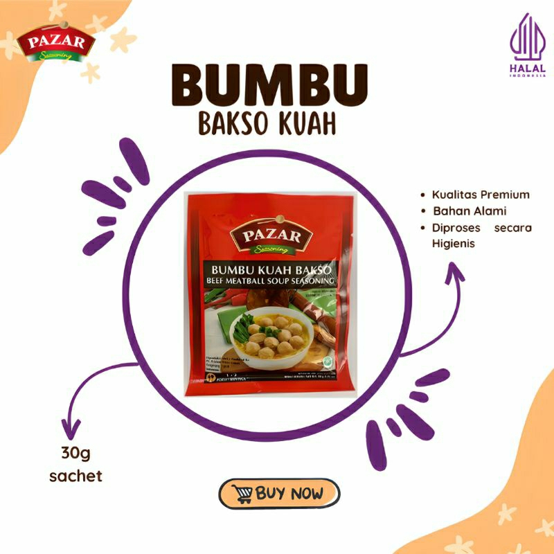 Jual Bumbu Kuah Bakso Pazar Sachet 30g Shopee Indonesia