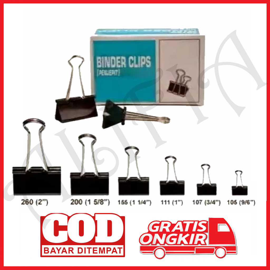 Jual Binder Clip / Klip Penjepit Kertas / Merk Random / Ukuran 105/107 ...