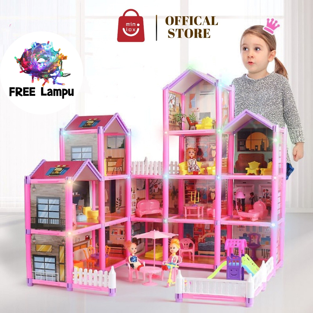 149 Piece Set Doll House for Girls,Dreamhouse, Princess Castle Set with  Fully Furnished Fashion Dollhouse,Simulation Play House with  Accessories,Gift Toy for Kids Ages 3 +