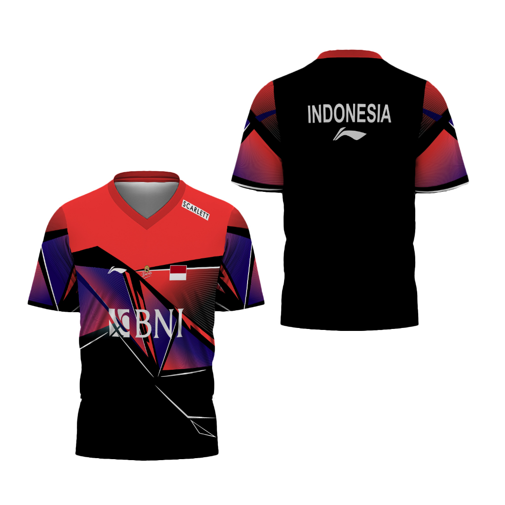Jual [NeoJersey] Kaos Pria Badminton Terbaru 2023 Kerah V Baju