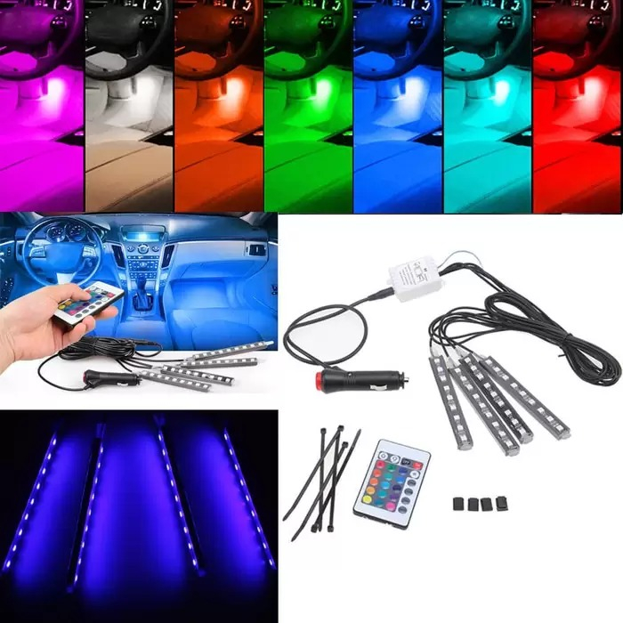 Jual Lampu LED Kolong Mobil RGB Lampu Dashboard 16 Warna Remote RGB ...