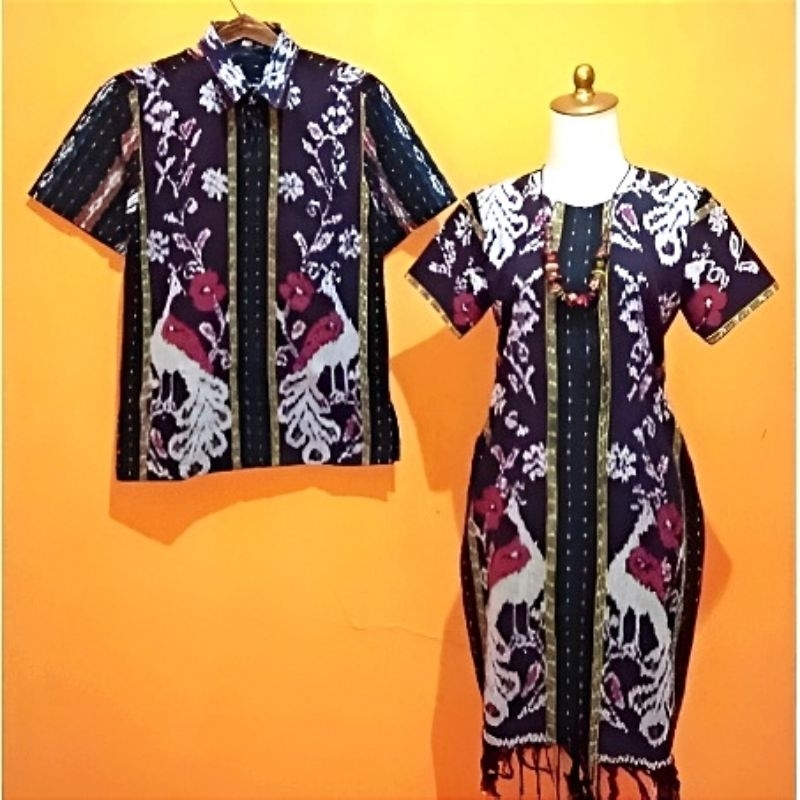 Jual COUPLE Set KEMEJA TENUN DAN DRES TENUN RUMBAI BAJU KONDANGAN ...
