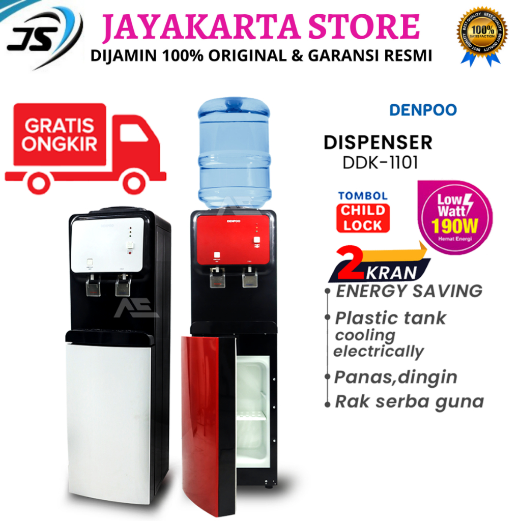 Jual DISPENSER GALON ATAS DENPOO DDK ELECTRO 3 KRAN AIR DINGIN PANAS